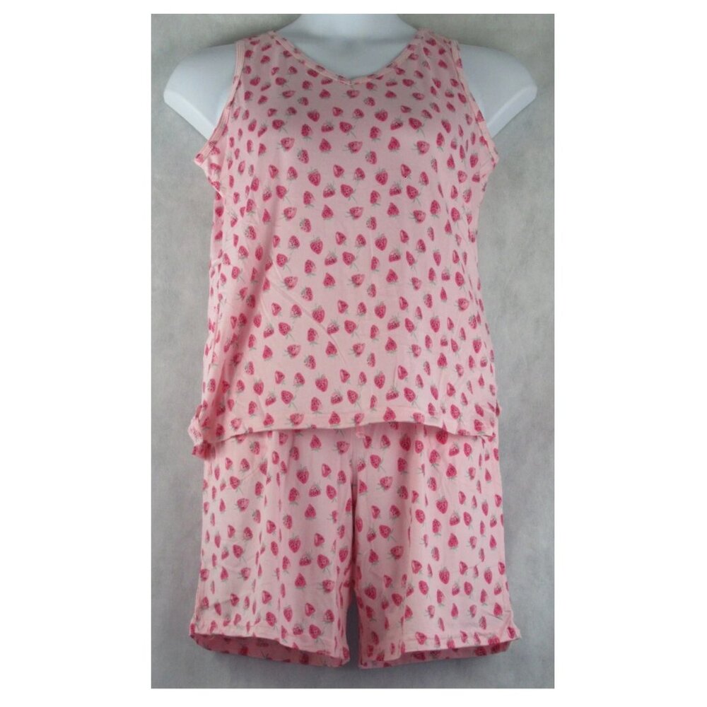 Muk Luks Women's 3-Piece Tank Top Shorts & Robe Pajama Set, Pink Berry, Medium